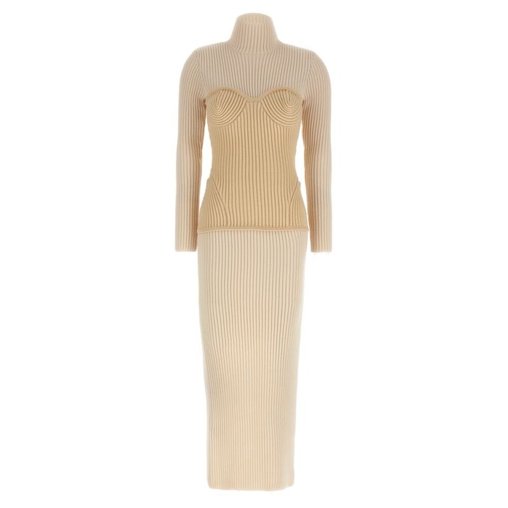 Jean Paul Gaultier Beige Merino Wool Long Women's Dress